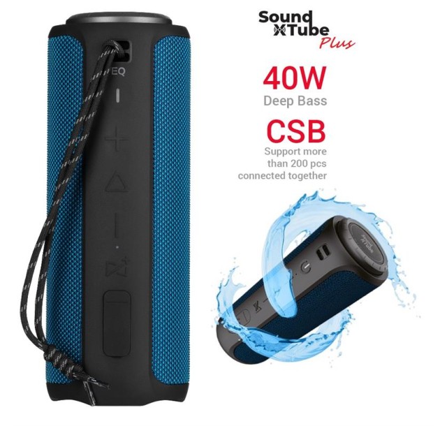 Акустична система 2E SoundXTube Plus TWS, MP3, Wireless, Waterproof Blue