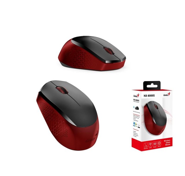 Миша Genius NX-8000S, Silent, WL, червоний
