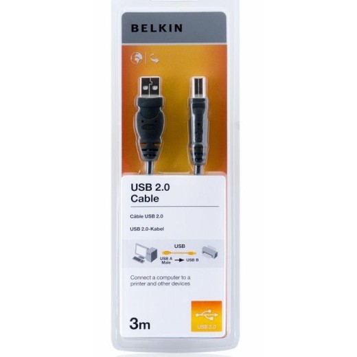 Кабель заряджання/синхронізації Belkin USB-A > USB-B, 3м, чорний