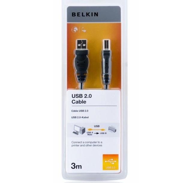 Кабель заряджання/синхронізації Belkin USB-A > USB-B, 3м, чорний