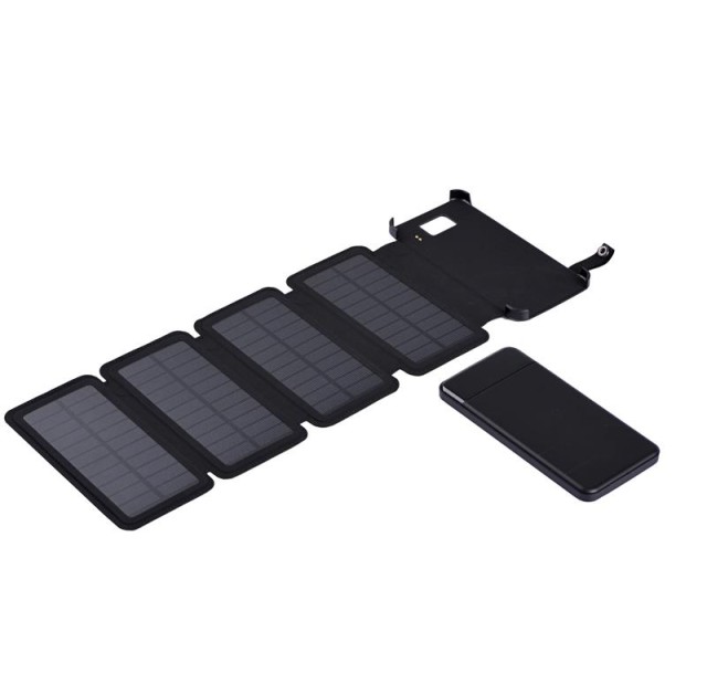Акумулятор портативний літій-іонний Power Bank 2E Solar 8000мА·год, вбудований LED-ліхтар, чорний