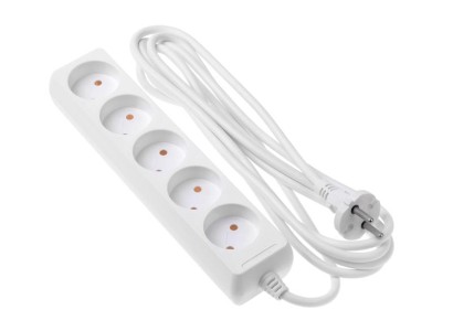 Подовжувач мережевий 2E 5хТип C, 2х1мм кв, 10A, 3м, білий