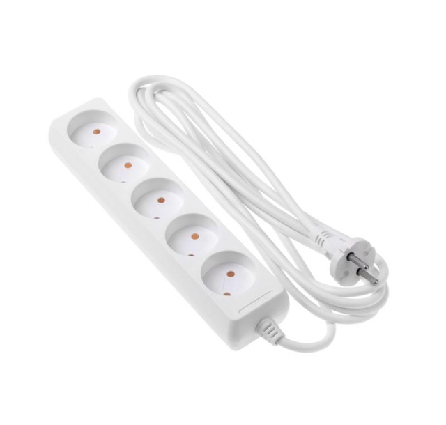 Подовжувач мережевий 2E 5хТип C, 2х1мм кв, 10A, 3м, білий