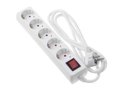 Подовжувач мережевий 2E 5хТип F, 3х1.5мм кв, 16A, 5м, білий