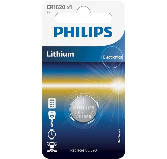 Батарейка Philips   літієва CR1620  блістер, 1 шт