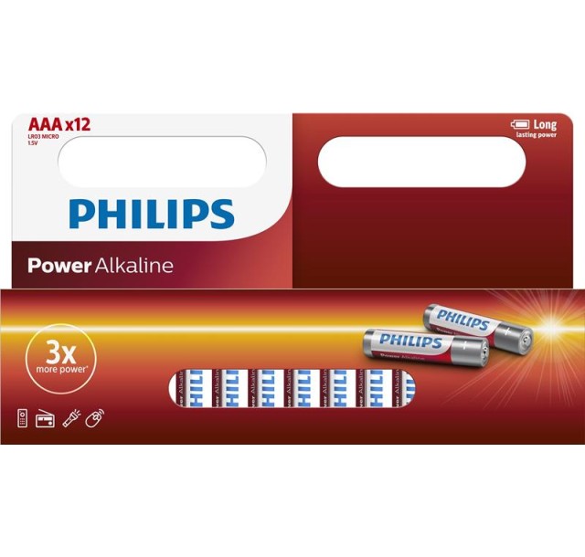 Батарейка Philips Power Alkaline AAA лужна блістер, 12 шт
