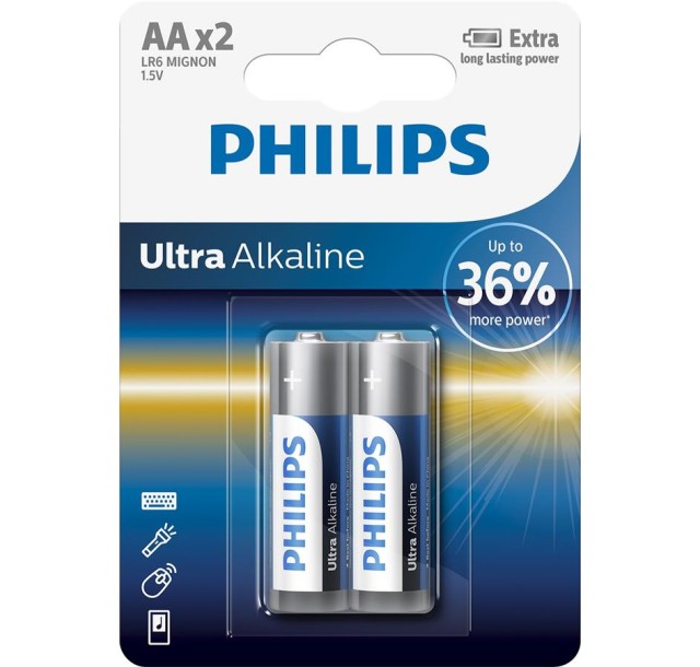 Батарейка Philips Ultra Alkaline лужна AA блістер, 2 шт