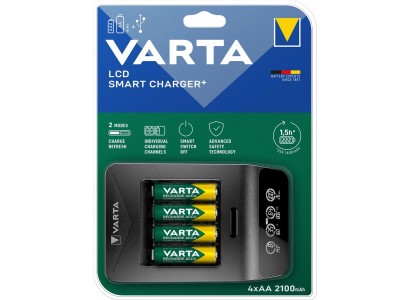 Зарядний пристрій VARTA LCD Smart Plus Charger + Акумулятор NI-MH AA 2100 мАг, 4 шт.