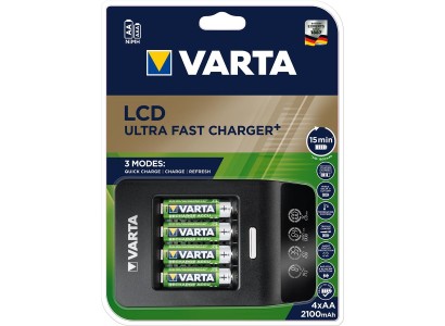 Зарядний пристрій VARTA LCD Ultra Fast Plus Charger + Акумулятор NI-MH AA 2100 мАг, 4 шт.