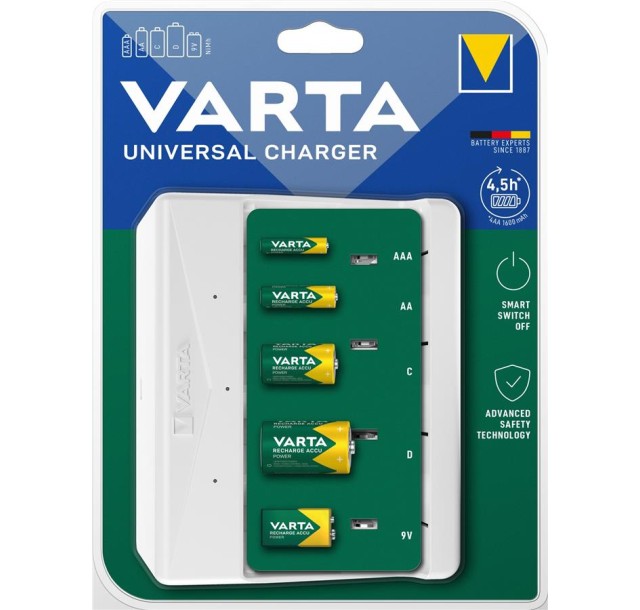 Зарядний пристрій Varta Universal Charger 4хAA/AAA/C/D, 1х9В