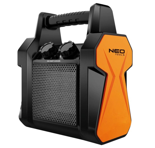 Теплова гармата електрична Neo Tools, 2кВт, 20м кв, 139м куб/год, керамічний нагрів. елемент (PTC), переносна, чорний