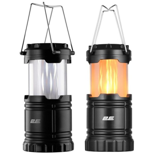 Ліхтар кемпінговий на батарейках 2E Flame, AAx3, 150лм, 3Вт, складаний, LED/полум’я/біле світло, IP44