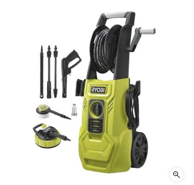 Мінімийка високого тиску Ryobi RY150PWA, 2000Вт, 150Бар, 450л/год, шланг 8м, 11.2кг