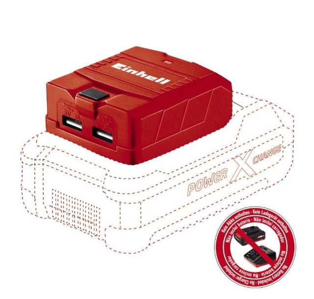 Зарядний пристрій USB для акумуляторів Einhell TE-CP 18 Li USB - Solo акум., PXC, 18В, 2хUSB, 1А/2.1А, 0.06 кг