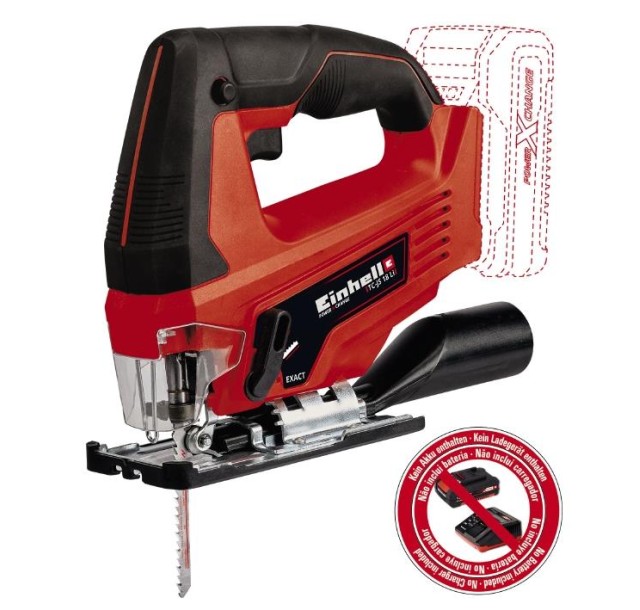 Лобзик Einhell TC-JS 18 Li-Solo, акумуляторний PXC 18В, 2700 об/хв, хід 20мм, 1.63кг без АКБ та ЗП