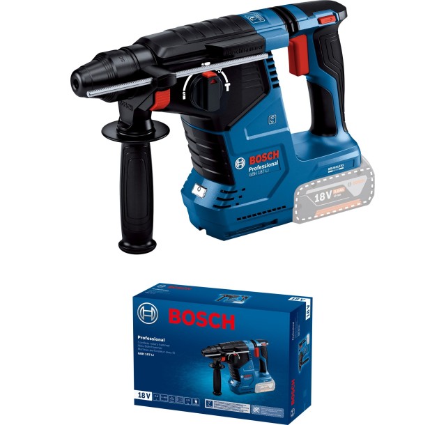 Перфоратор Bosch GBH 187-LI Professional акумуляторний, 18 В, SDS-Plus, 2.4 Дж, 980 об/хв, 2.9 кг, без АКБ та ЗП