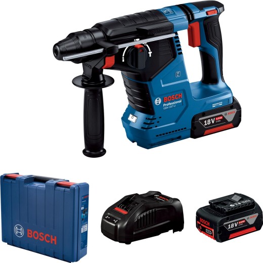 Перфоратор Bosch GBH 187-LI Professional акумуляторний, 2*18 В 5 Аг, SDS-Plus, 2.4 Дж, 980 об/хв, кейс, 2.9 кг