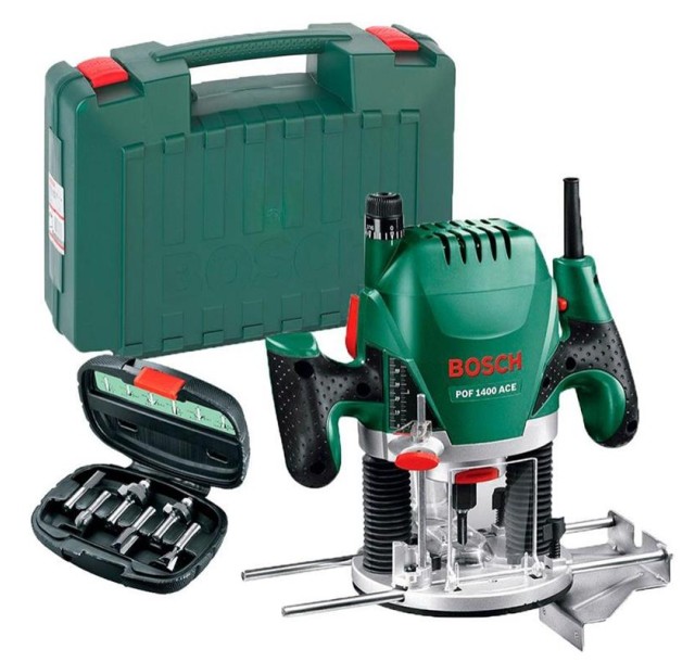 Фрезер Bosch POF 1400, 1400Вт, цанга 6 та 8мм, 11000-28000об/хв, + 6 фрез, 3кг