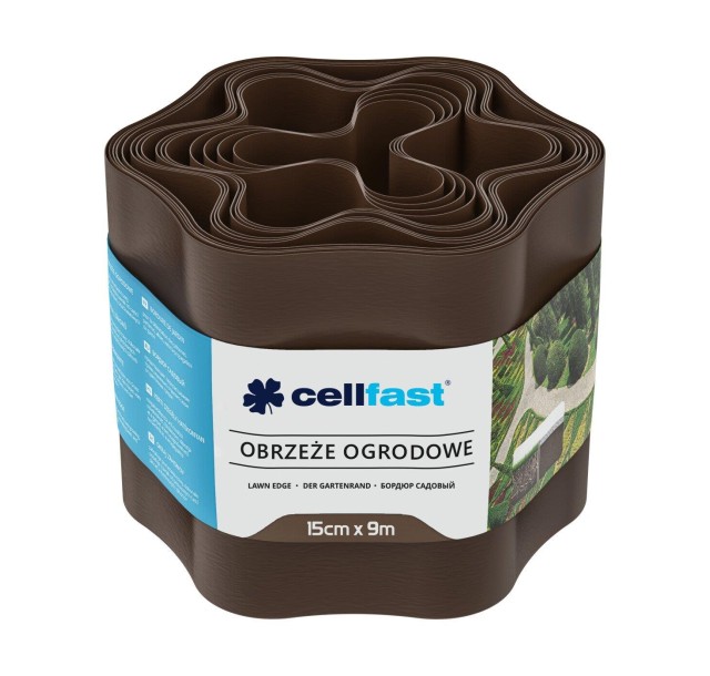 Стрічка газонна Cellfast, бордюрна, хвиляста, 15смх9м, коричневий