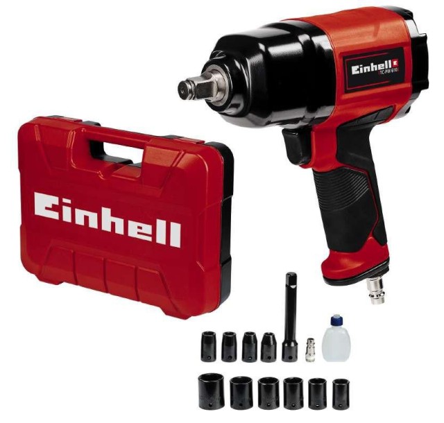 Гайковерт Einhell TC-PW 610 пневматичний, 610Нм, 6.3бар, 142л/хв, 2кг