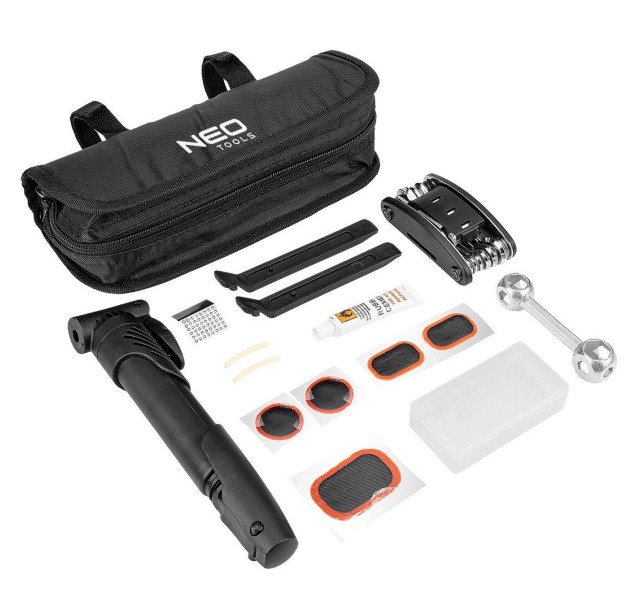 Набір для ремонту велосипеда Neo Tools, 15 предметів, сумка з поліестеру 1680D, 23x15x6см