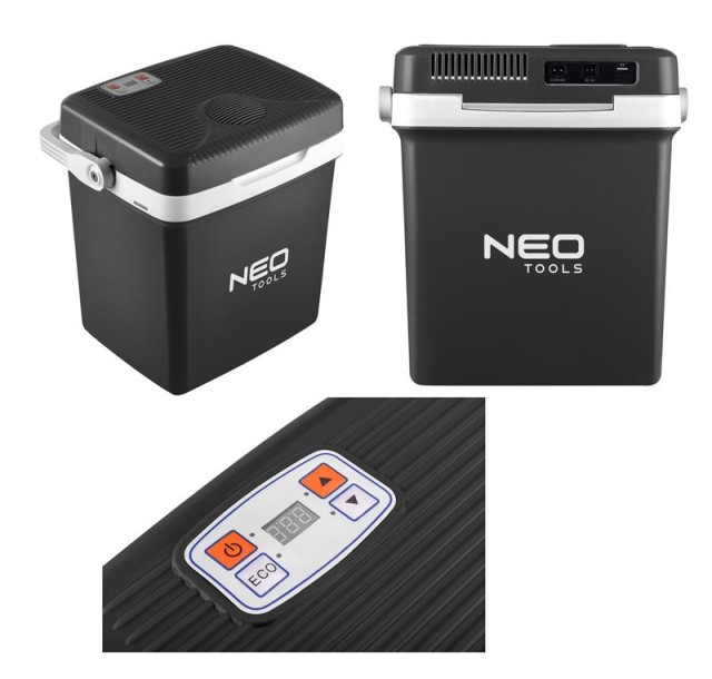 Холодильник мобільний Neo Tools, 2в1, 26л, 230/12В, підігрів 55Вт, охолодження 60Вт, електронна панель, USB-порт, 3.8кг