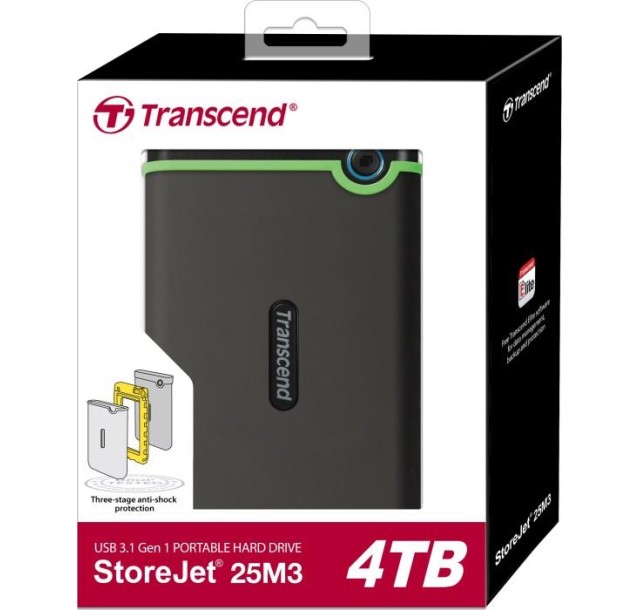 Портативний жорсткий диск Transcend 4TB USB 3.1 StoreJet 25M3 Сірий