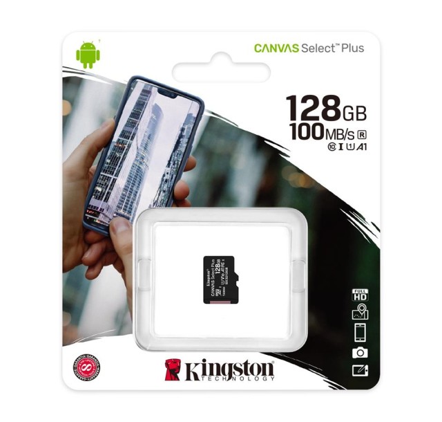 Карта пам'яті Kingston microSD  128GB C10 UHS-I R100MB/s