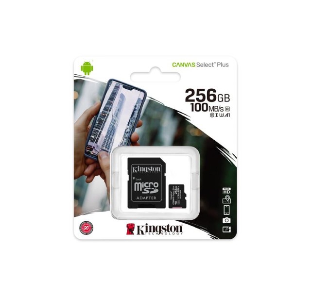 Карта пам'яті Kingston microSD  256GB C10 UHS-I R100/W85MB/s + SD