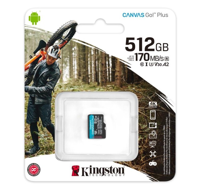 Карта пам'яті Kingston microSD  512GB C10 UHS-I U3 A2 R170/W90MB/s