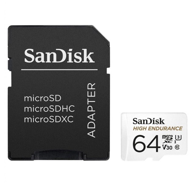 Карта пам'яті SanDisk microSD   64GB C10 UHS-I U3 V30 R100/W40MB/s High Endurance