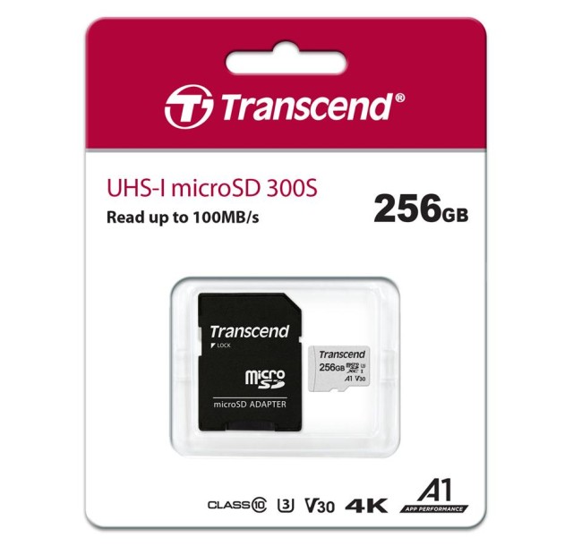 Карта пам'яті Transcend microSD 256GB C10 UHS-I R100/W40MB/s + SD