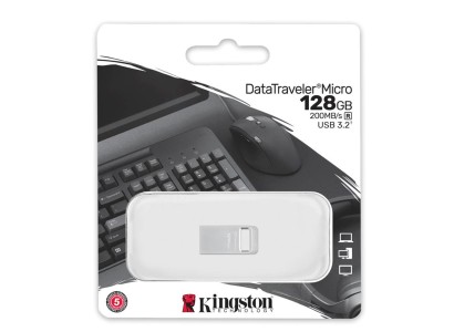 Накопичувач Kingston  128GB USB 3.2 Type-A Gen1 DT Micro R200MB/s Metal
