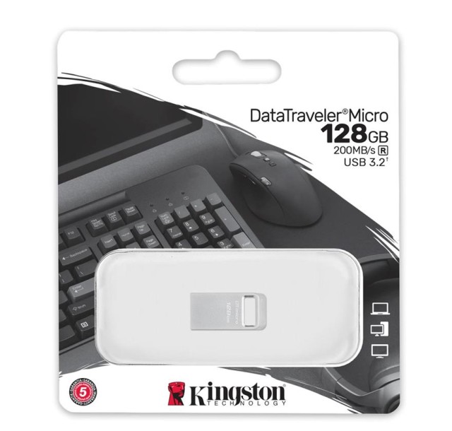 Накопичувач Kingston  128GB USB 3.2 Type-A Gen1 DT Micro R200MB/s Metal