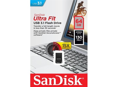 Накопичувач SanDisk   64GB USB 3.1 Type-A Ultra Fit Чорний