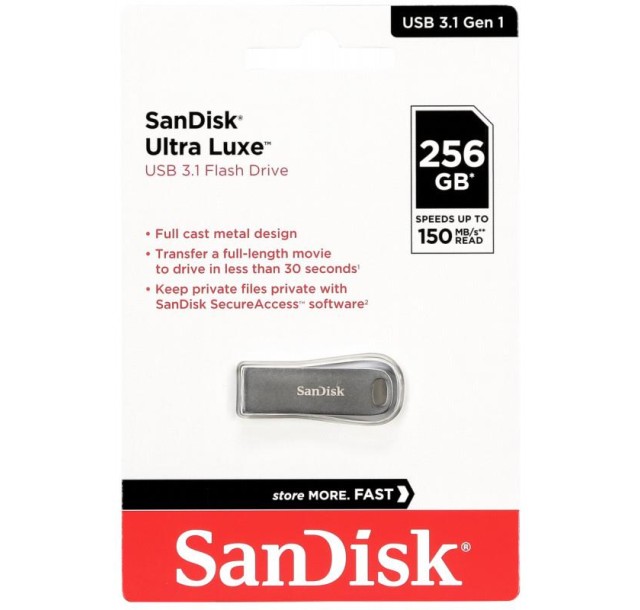 Накопичувач SanDisk  256GB USB 3.1 Type-A Ultra Luxe Срібний