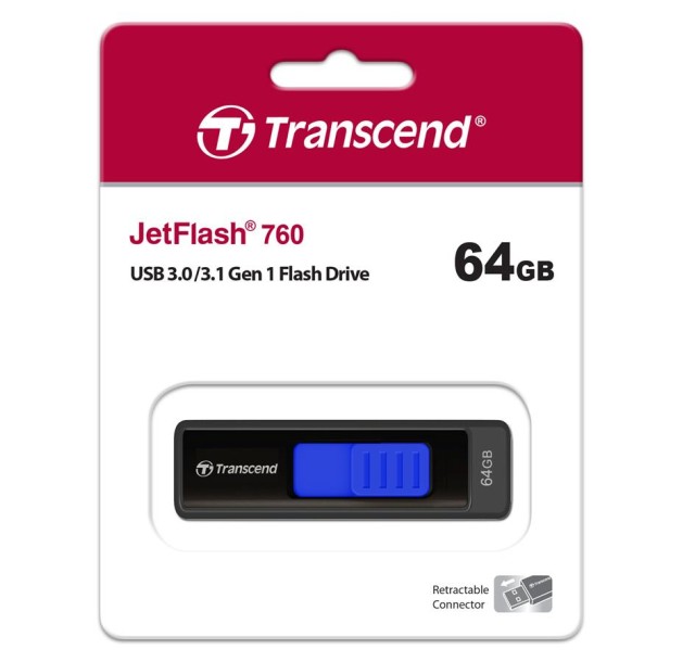 Накопичувач Transcend  64GB USB 3.1 Type-A JetFlash 760 Чорний