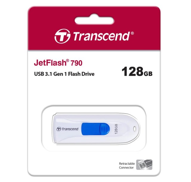 Накопичувач Transcend 128GB USB 3.1 Type-A JetFlash 790 White