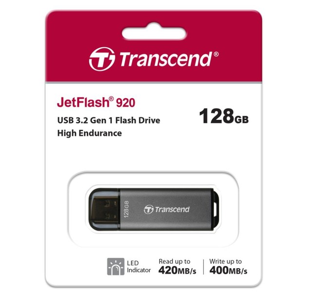 Накопичувач Transcend 128GB USB 3.2 Type-A JetFlash 920 Black R420/W400MB/s Чорний
