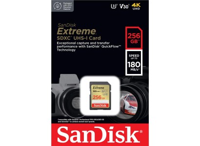 Карта пам'яті SanDisk SD  256GB C10 UHS-I U3 R180/W130MB/s Extreme V30
