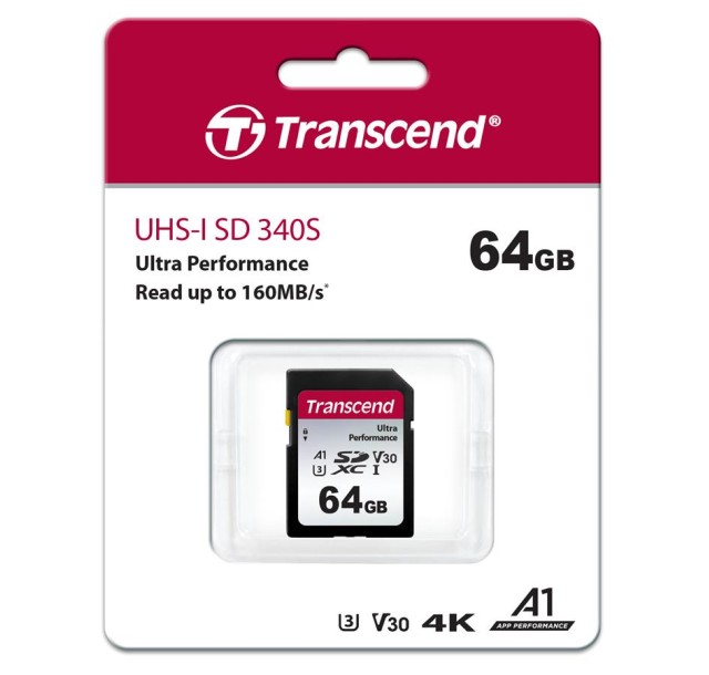 Карта пам'яті Transcend SD  64GB C10 UHS-I U3 R160/W50MB/s 4K