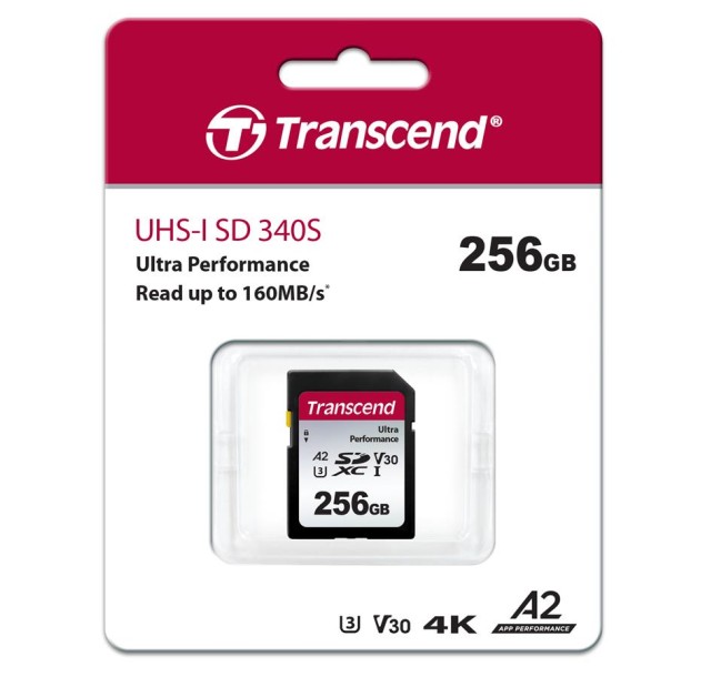 Карта пам'яті Transcend SD 256GB C10 UHS-I U3 A2 R160/W90MB/s 4K