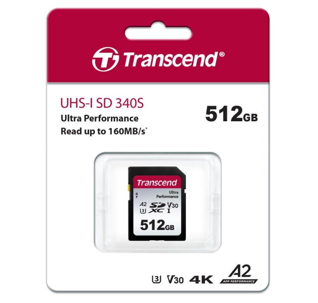 Карта пам'яті Transcend SD 512GB C10 UHS-I U3 A2 R160/W90MB/s 4K