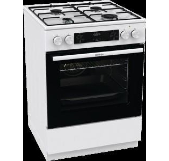 Плита Gorenje комбінована, 71л, 60x60см, дисплей, емальовані реш, програматор IconLed, білий