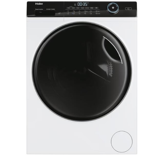 Пральна машина Haier фронтальна, 8кг, 1400, A+++, 44см, дисплей, пара, інвертор, люк чорний, прямий привід, білий