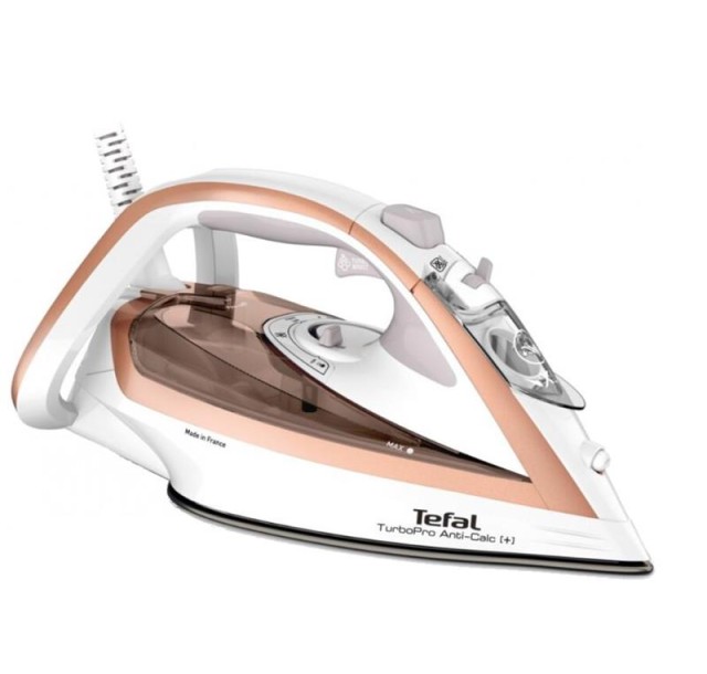 Праска Tefal TurboPro Anti-Calc, 3000Вт, 300мл, паровий удар -270гр, постійна пара - 50гр, керам. підошва, біло-бежевий