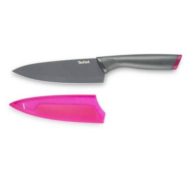 Кухонний ніж кухарський Tefal Fresh Kitchen, 15см, з чохлом, нержавіюча сталь, пластик, сірий