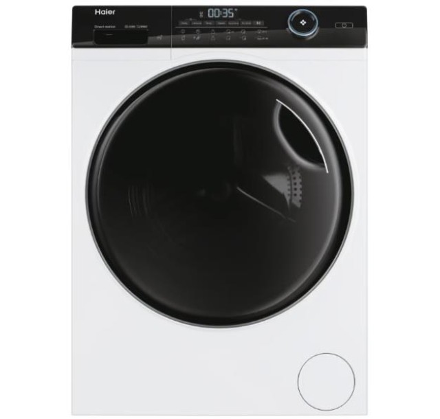 Прально-сушильна машина Haier фронтальна, 9(6)кг, 1400, A, 60см, дисплей, пара, інвертор, люк чорний, прямий привід, білий
