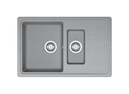 Мийка кухонна Franke Basis, фраграніт, прямокутник, з крилом, 780х500х200мм, чаша - 2, накладна, BFG 651-78, сірий камінь