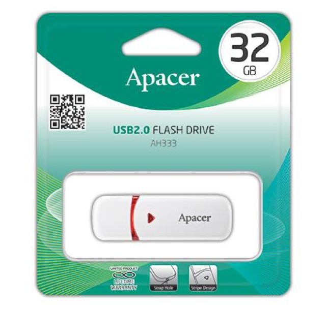 Накопичувач Apacer  32GB USB 2.0 Type-A AH333 Білий